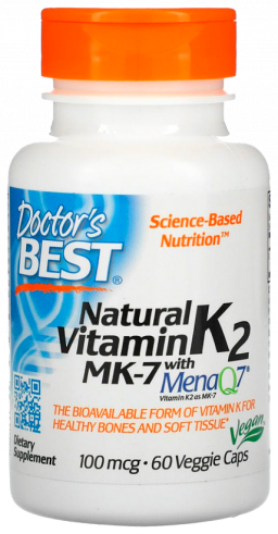 Doctor's Best Natural Vitamin K2 MK-7 with MenaQ7, 60 капсул