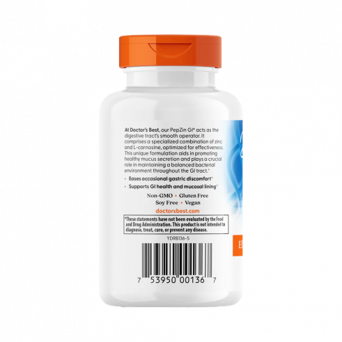 Doctor's Best PepZinGL, Хелат цинка + L-карнозин, 120 капсул