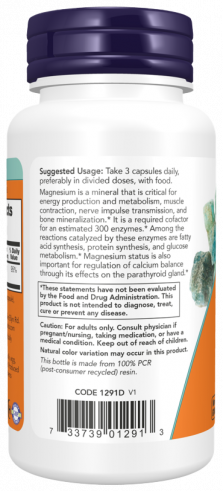 NOW Magnesium Citrate, Магния цитрат, 60 капсул