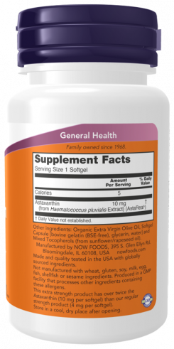 NOW Astaxanthin, Астаксантин, 30 капсул