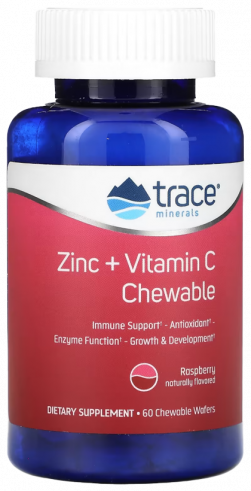 Trace Minerals Zinc + Vitamin C Chewable, 60 таблеток
