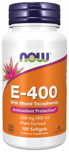 NOW Vitamin E-400 With Mixed Tocopherols, 100 капсул